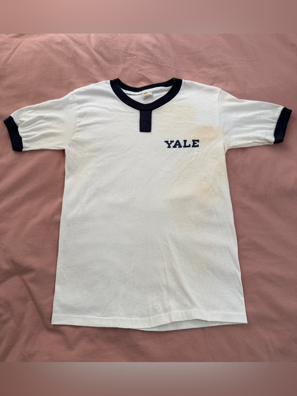 Vintage Yale White & Navy Ringer Tee